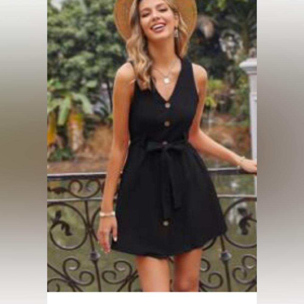 Button up sleeveless, belted, A-line dress size large